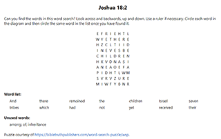 Joshua 18:2 Word Search Puzzle