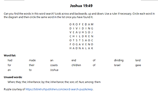Joshua 19:49 Word Search Puzzle