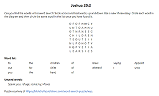 Joshua 20:2 Word Search Puzzle