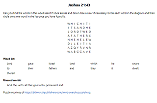 Joshua 21:43 Word Search Puzzle