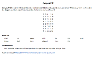 Judges 2:2 Word Search Puzzle