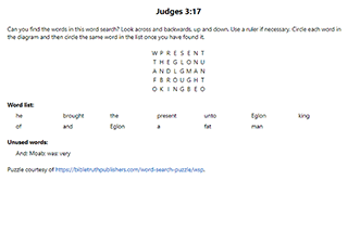 Judges 3:17 Word Search Puzzle