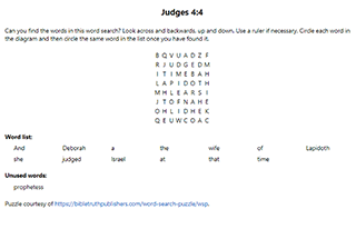 Judges 4:4 Word Search Puzzle