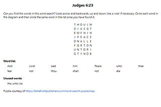 Judges 6:23 Word Search Puzzle