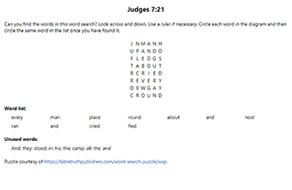 Judges 7:21 Word Search Puzzle