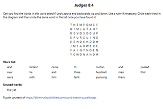 Judges 8:4 Word Search Puzzle