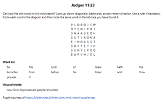 Judges 11:23 Word Search Puzzle