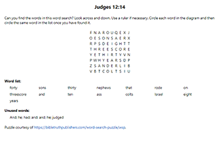 Judges 12:14 Word Search Puzzle