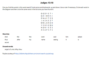 Judges 13:18 Word Search Puzzle