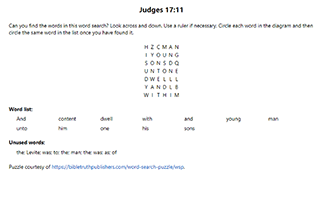 Judges 17:11 Word Search Puzzle