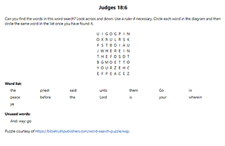 Judges 18:6 Word Search Puzzle