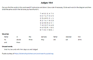 Judges 19:4 Word Search Puzzle