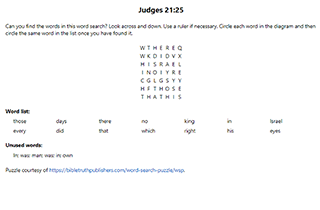 Judges 21:25 Word Search Puzzle
