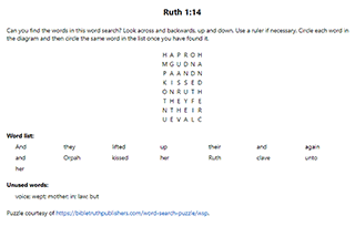 Ruth 1:14 Word Search Puzzle