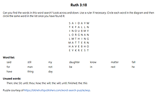 Ruth 3:18 Word Search Puzzle