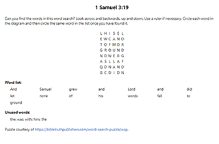 1 Samuel 3:19 Word Search Puzzle