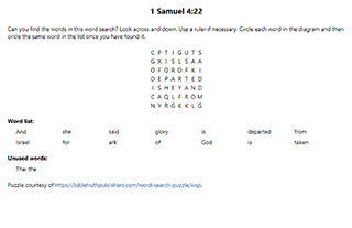 1 Samuel 4:22 Word Search Puzzle