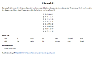 1 Samuel 8:1 Word Search Puzzle