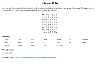 1 Samuel 10:26 Word Search Puzzle