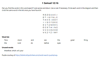 1 Samuel 12:16 Word Search Puzzle