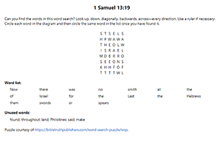 1 Samuel 13:19 Word Search Puzzle