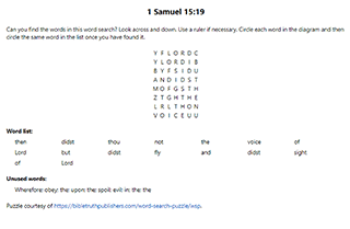 1 Samuel 15:19 Word Search Puzzle