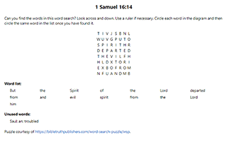 1 Samuel 16:14 Word Search Puzzle
