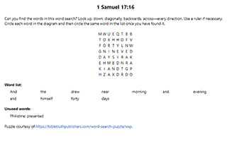 1 Samuel 17:16 Word Search Puzzle