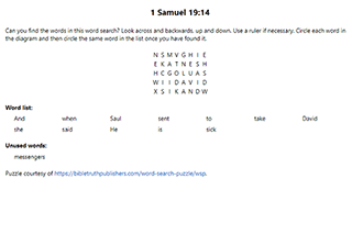 1 Samuel 19:14 Word Search Puzzle