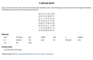 1 Samuel 20:23 Word Search Puzzle