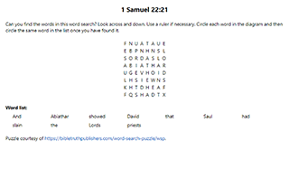 1 Samuel 22:21 Word Search Puzzle