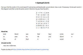 1 Samuel 23:15 Word Search Puzzle