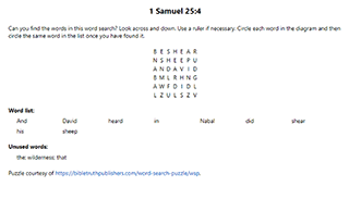 1 Samuel 25:4 Word Search Puzzle