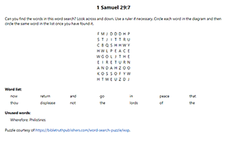 1 Samueul 29:7 Word Search Puzzle
