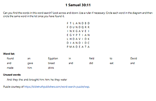 1 Samuel 30:11 Word Search Puzzle
