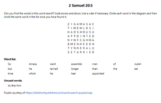 2 Samuel 20:5 Word Search Puzzle