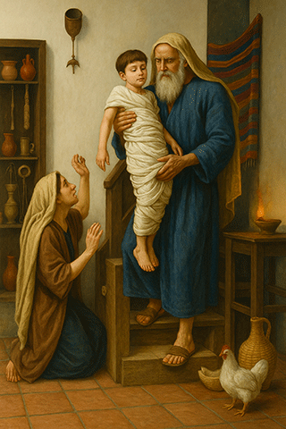 Elijah Brings the Living boy to his Mother