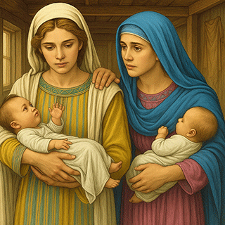 Two Women with Their Babies