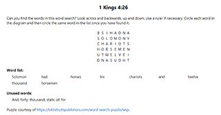 1 Kings 4:26 Word Search Puzzle