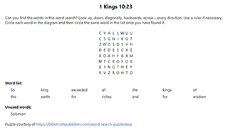 1 Kings 10:23 Word Search Puzzle