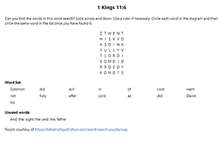 1 Kings 11:6 Word Search Puzzle