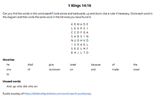 1 Kings 14:16 Word Search Puzzle