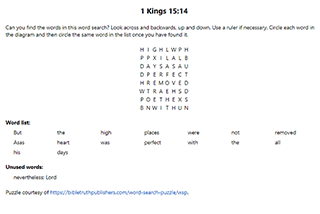 1 Kings 15:14 Word Search Puzzle