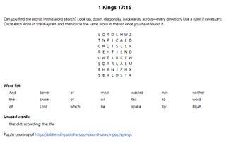 1 Kings 16:33 Word Search Puzzle