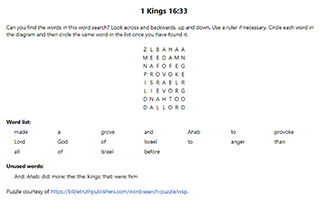 1 Kings 17:16 Word Search Puzzle
