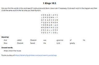 1 Kings 18:3 Word Search Puzzle