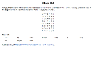 1 Kings 19:9 Word Search Puzzle