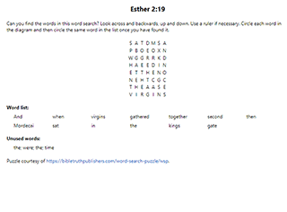 Esther 2:19 Word Search Puzzle