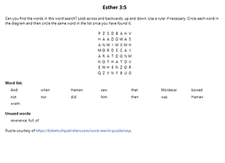 Esther 3:5 Word Search Puzzle