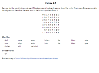 Esther 4:2 Word Search Puzzle